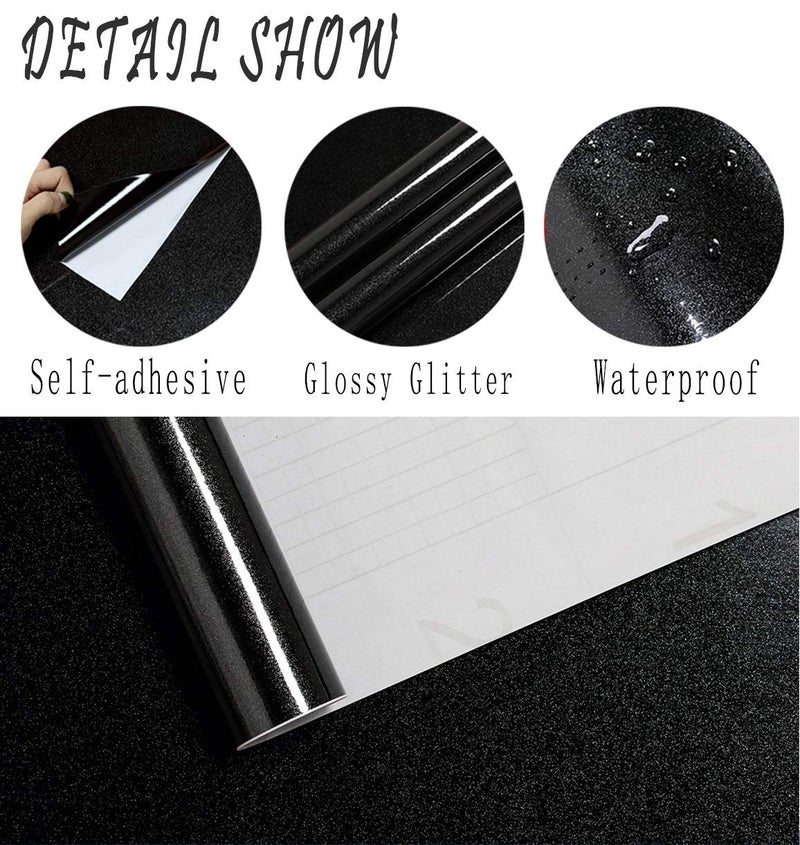 Toduso Contact Paper Glossy Black for Countertops Removable Contact Paper Black Peel and Stick Wallpaper Waterproof Easy to Clean Vinyl Roll Decorative Kitchen Cabinet Table Closet 15.8"Ã—118.1" - Image 5